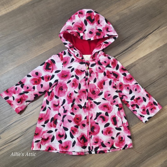 kate spade Other - Kate Spade Girls Baby Toddler Floral Jacket Pink Rain Coat Lightweigt Lined 12Mo